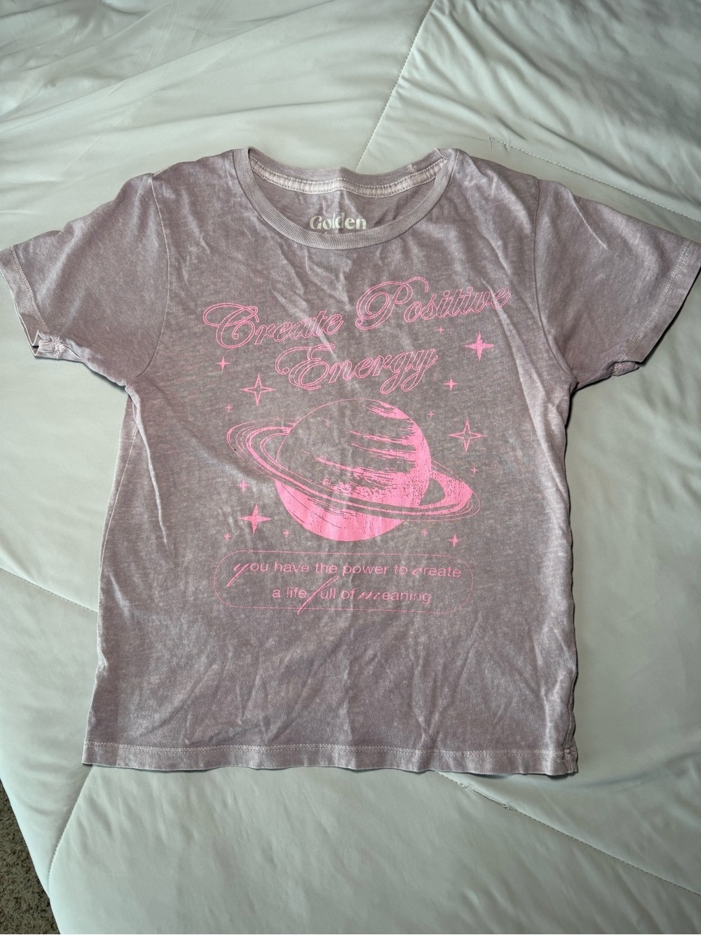 PacSun Golden Hour Purple Grey Pink Graphic Tee Positive Energy Planet